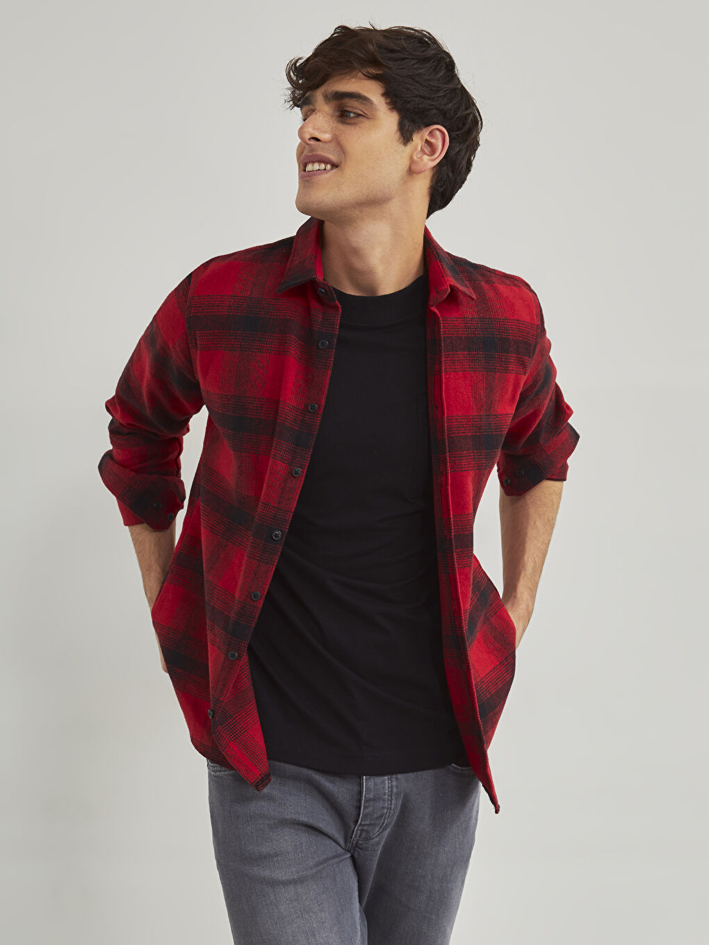 XSIDE Slim Fit Long Sleeve Plaid Men's Flannel Shirt -0WJ122Z8-LPA