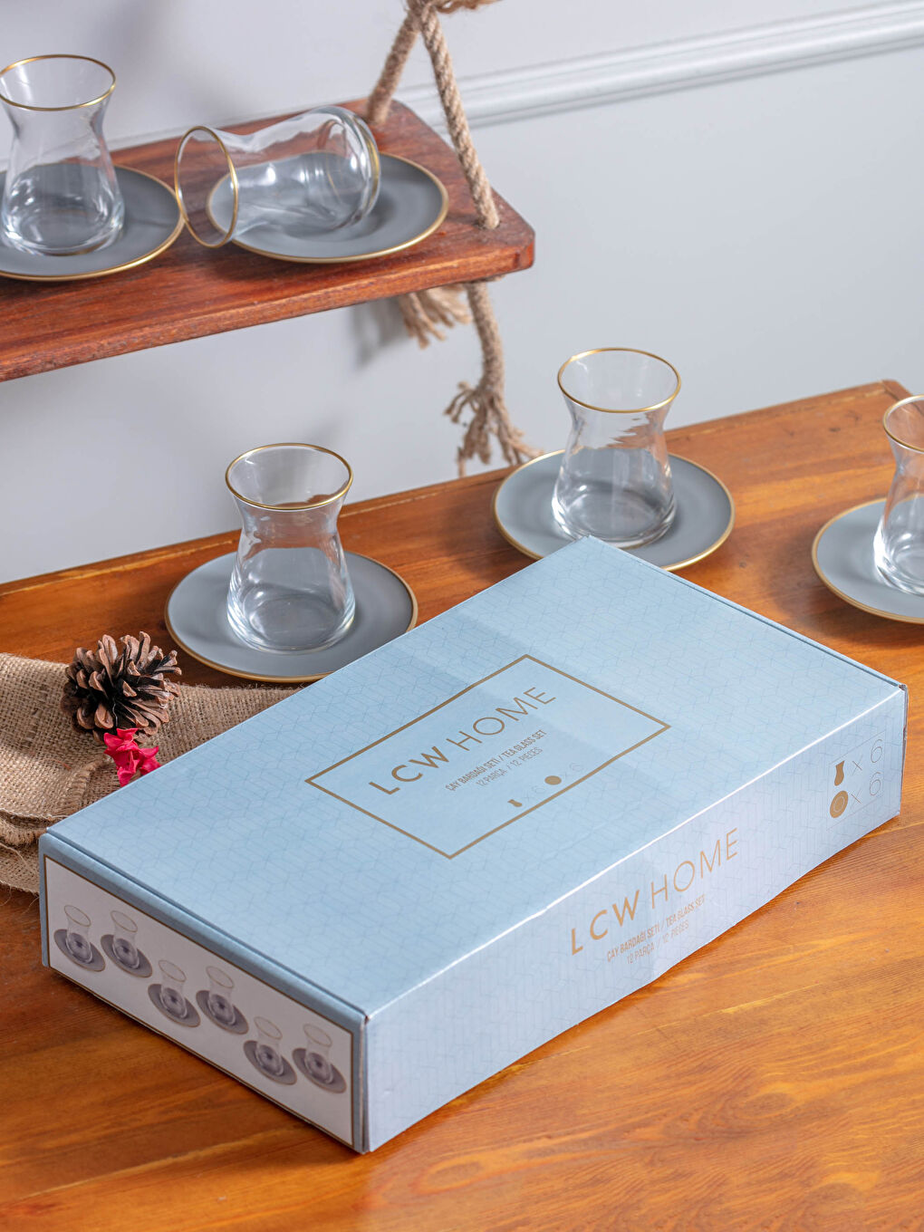 Tea Glass and Saucer Set for 6-3