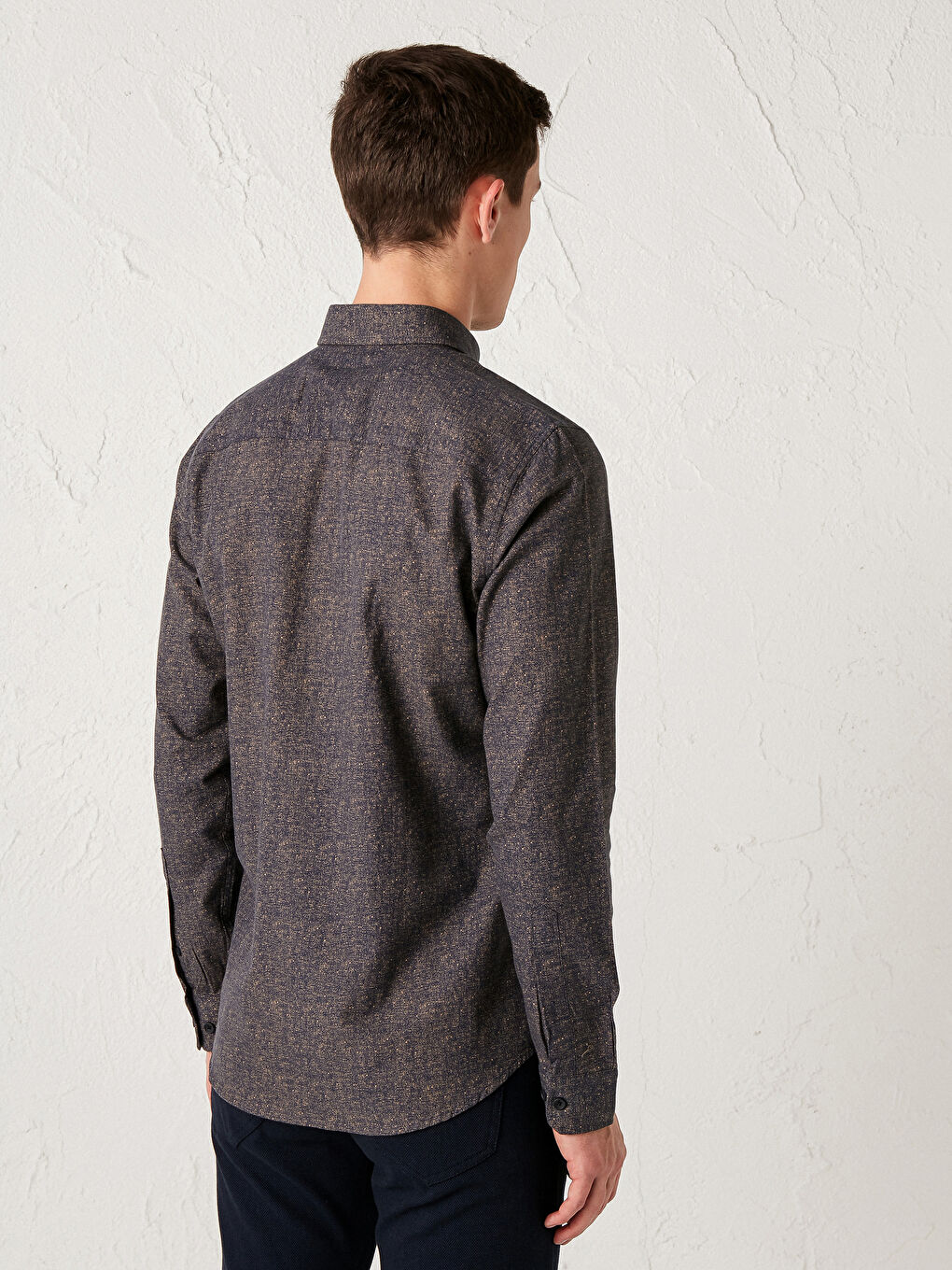 Тънка риза с дълъг ръкав от оксфордски плат-3