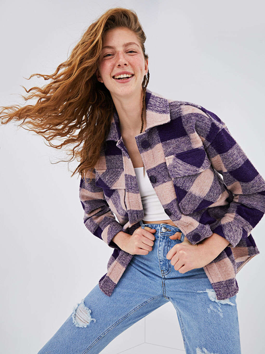 Pocket Detailed Oversized Shirt Jacket