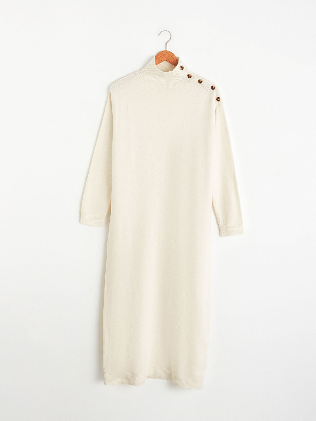 Rochie din Tricot cu Gulerul Ridicat -5