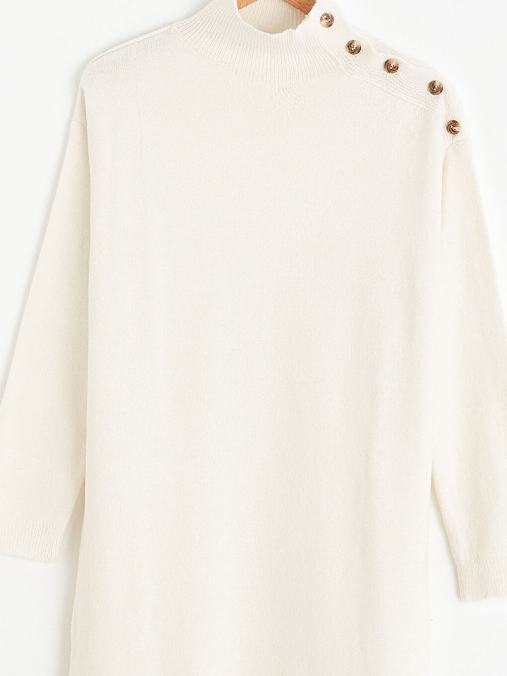 Rochie din Tricot cu Gulerul Ridicat -7