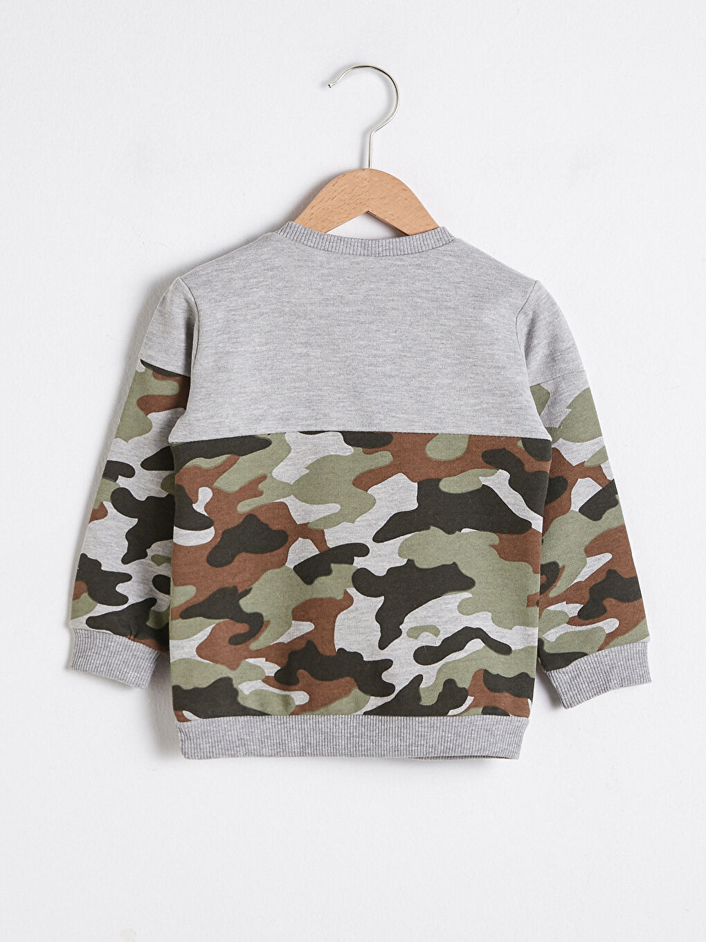 Gri Erkek Bebek Kamuflaj Desenli Sweatshirt-1