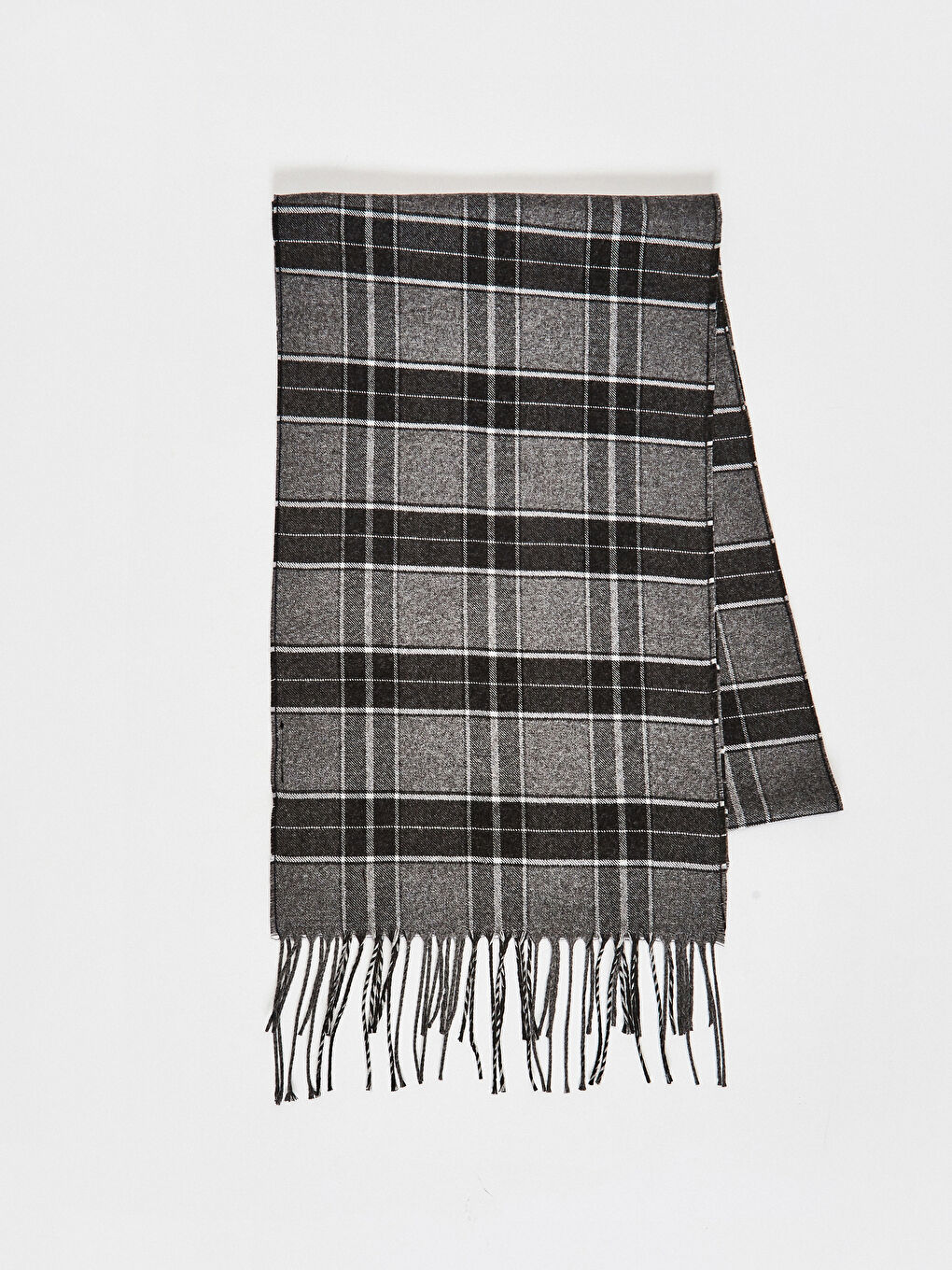 Gri Püsküllü Ekose Atkı