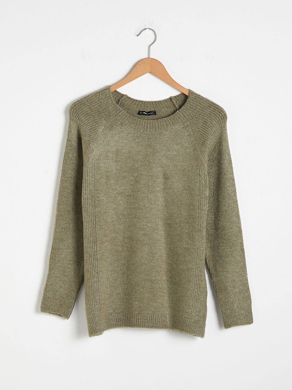 Haki Bisiklet Yaka Triko Basic Kazak -6