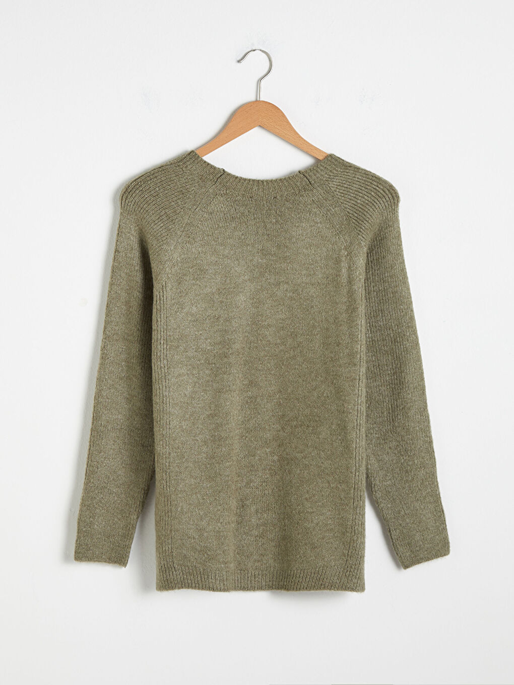 Haki Bisiklet Yaka Triko Basic Kazak -8