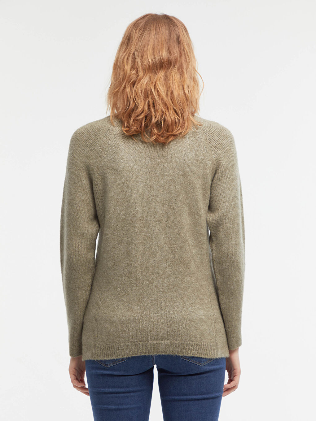 Haki Bisiklet Yaka Triko Basic Kazak -4