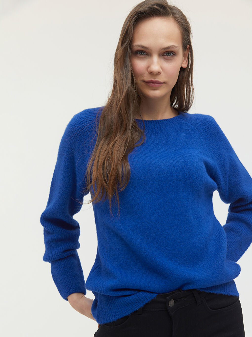 Mavi Bisiklet Yaka Triko Basic Kazak 