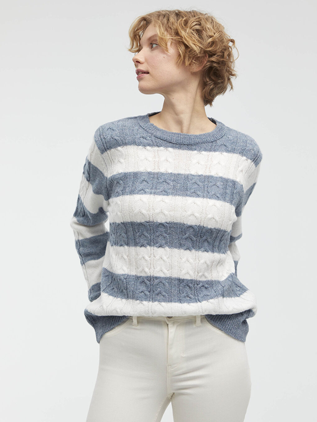 Mavi Bisiklet Yaka Kalın Triko Kazak-3