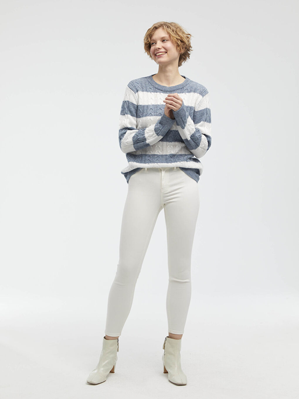 Mavi Bisiklet Yaka Kalın Triko Kazak-5