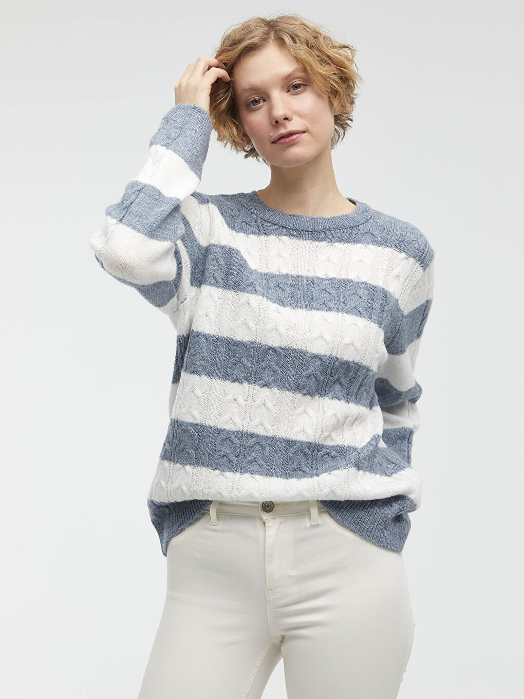 Mavi Bisiklet Yaka Kalın Triko Kazak-7