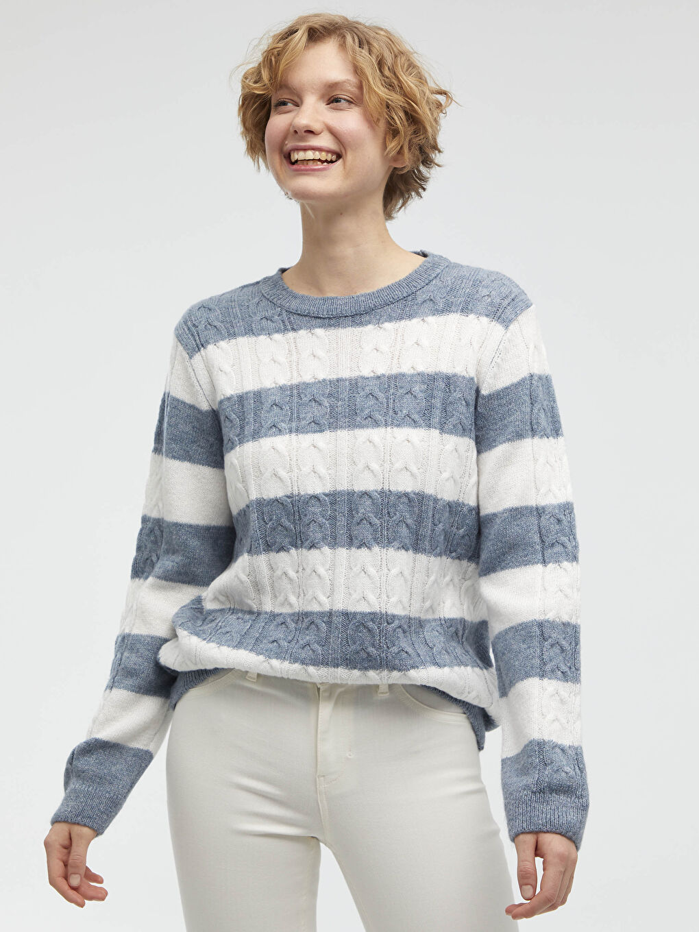 Mavi Bisiklet Yaka Kalın Triko Kazak-1