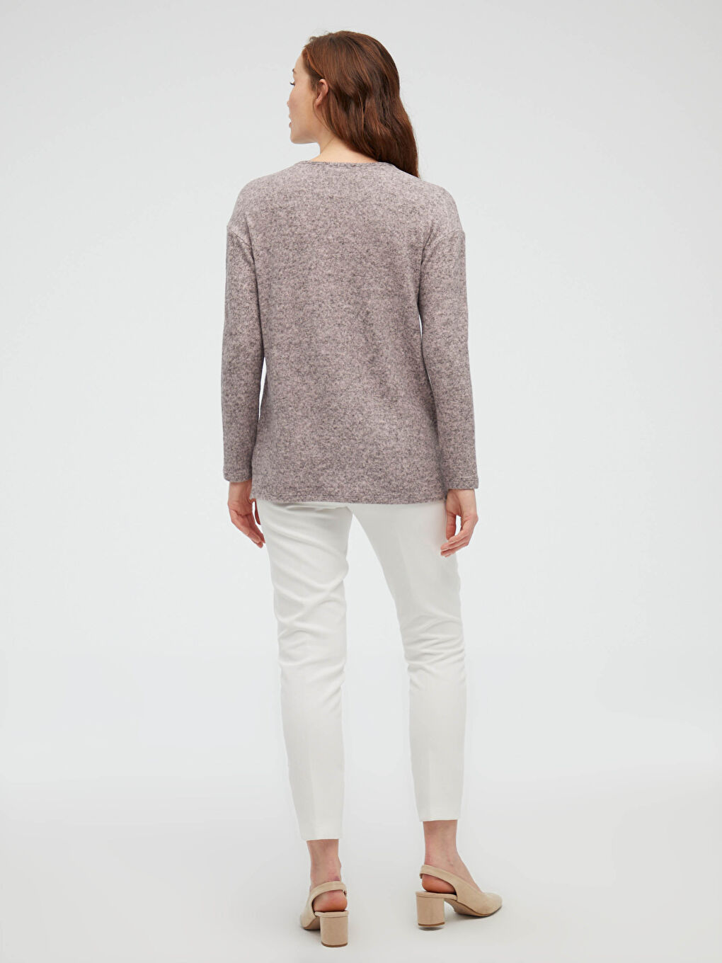 Pembe Bisiklet Yaka Payet İşlemeli Tişört-3