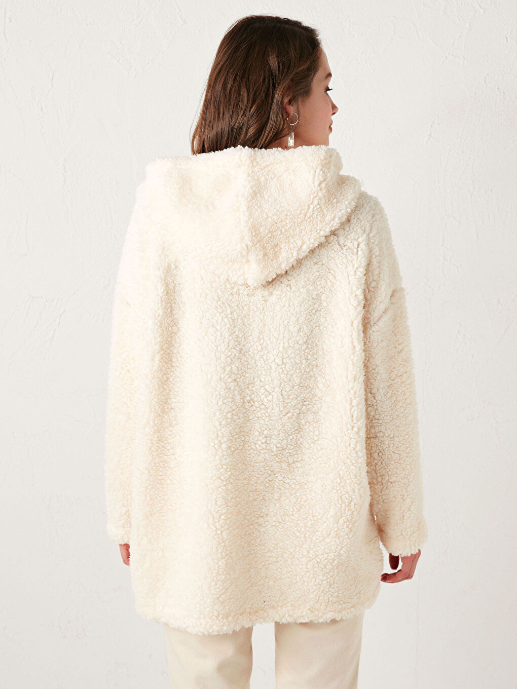 Hooded Zipper Closure Plush Cardigan-5