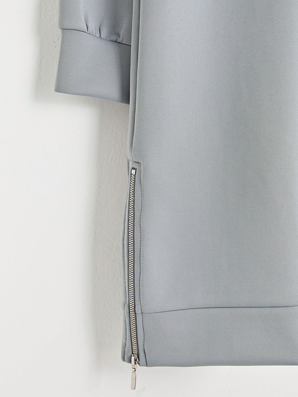 Mavi Dik Yaka Düz Uzun Kollu Kadın Tunik-12