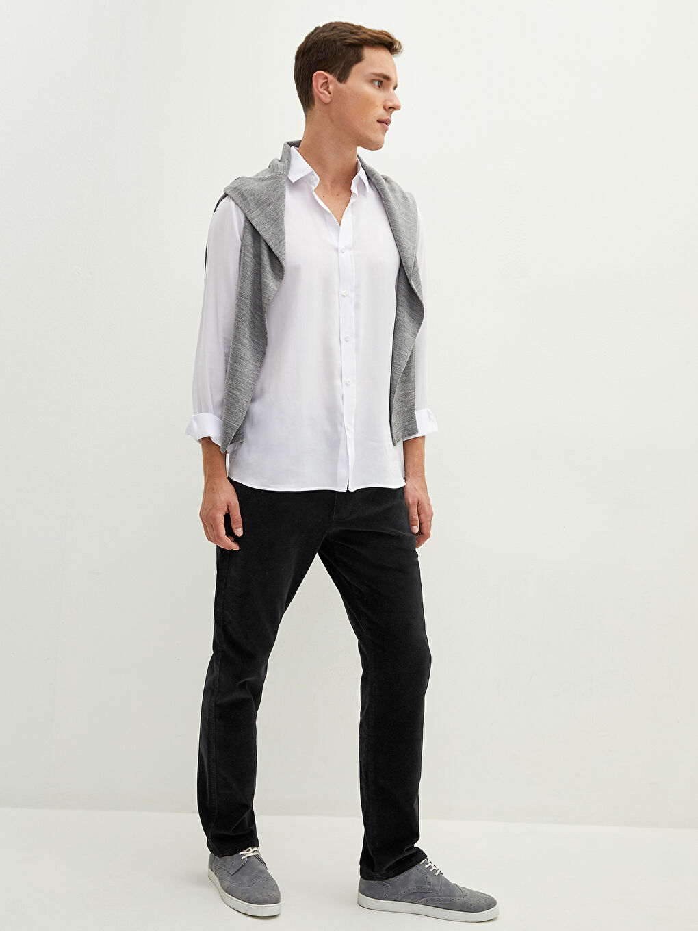 Siyah Normal Kalıp Erkek Chino Pantolon-2