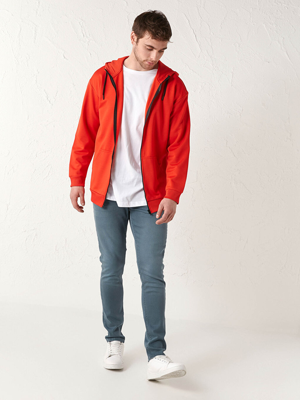 Hooded Long Sleeve Men's Zip-Up Sweatshirt-2