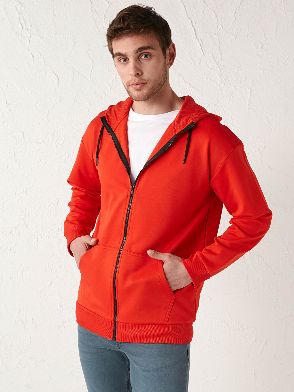 Hooded Long Sleeve Men's Zip-Up Sweatshirt