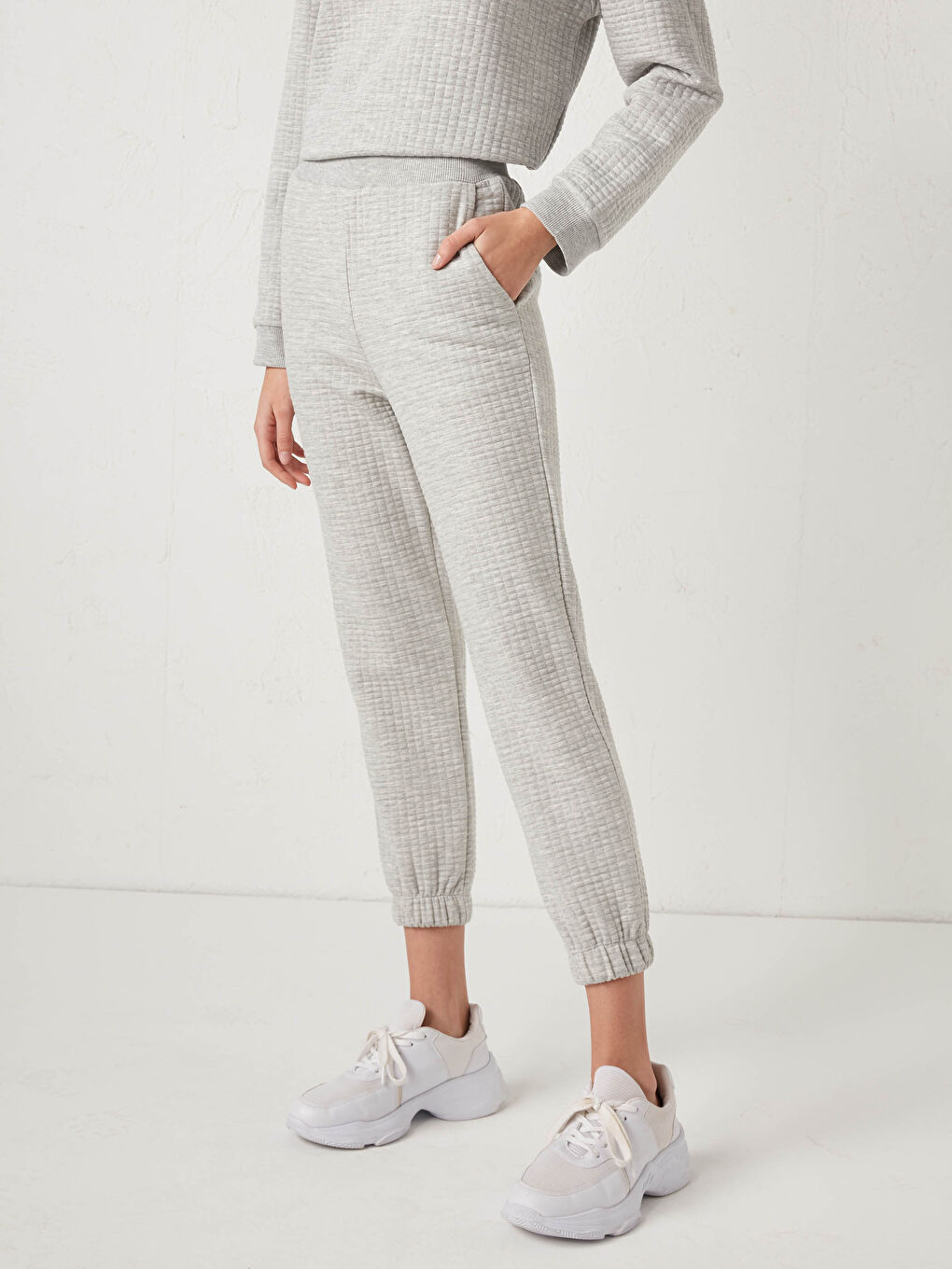 Gri Beli Lastikli Eşofman Alt-1