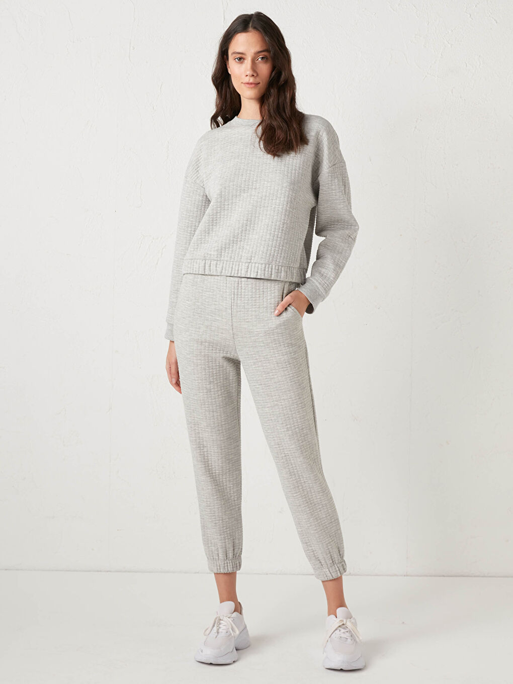 Gri Beli Lastikli Eşofman Alt-3