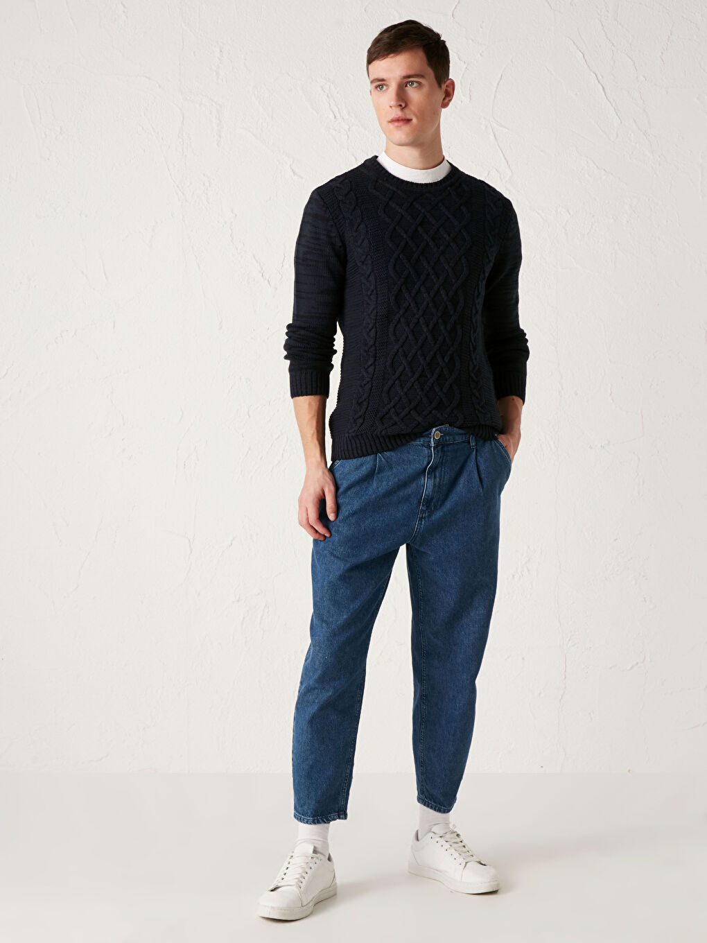 Slim Fit Crew Neck Tricot Jumper-2