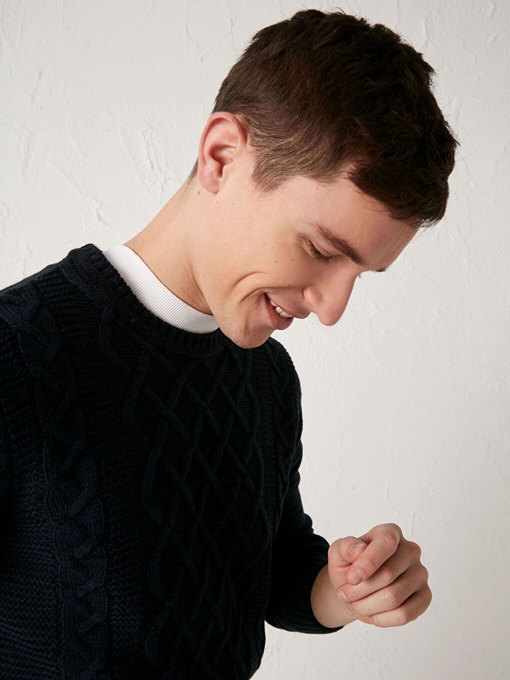 Slim Fit Crew Neck Tricot Jumper-3