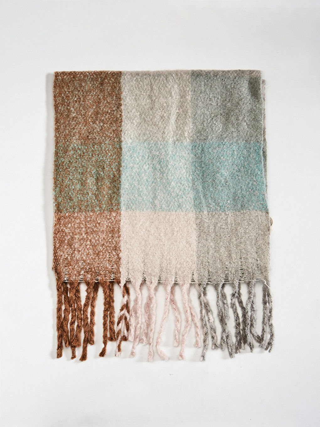 Yeşil Renk Bloklu Atkı-1