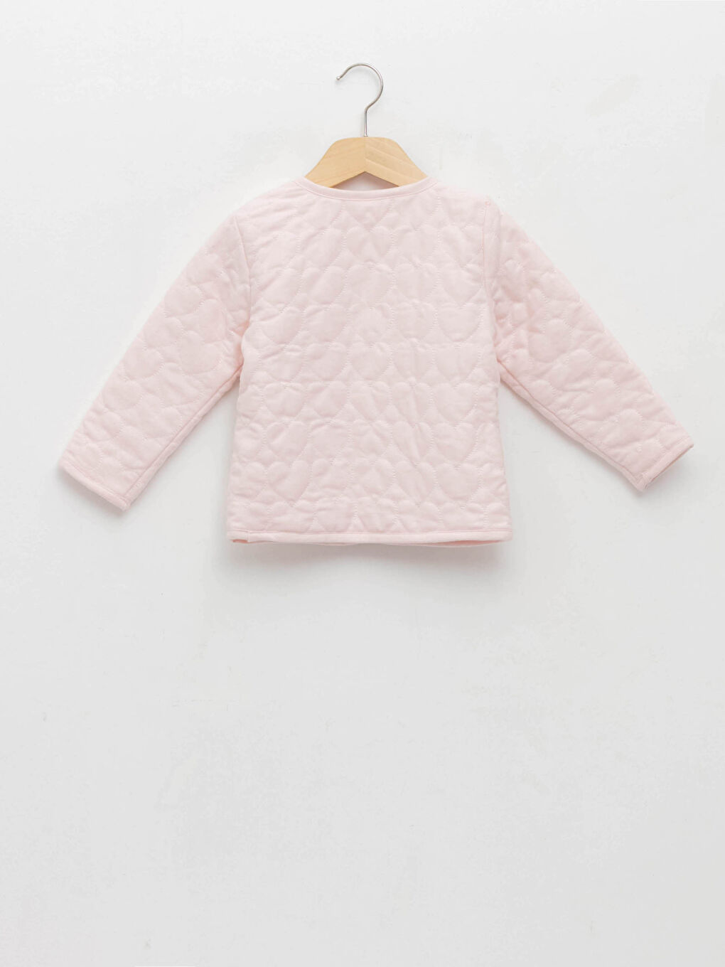 Pembe Bisiklet Yaka Uzun Kollu Kız Bebek Çift Taraflı Ceket-1