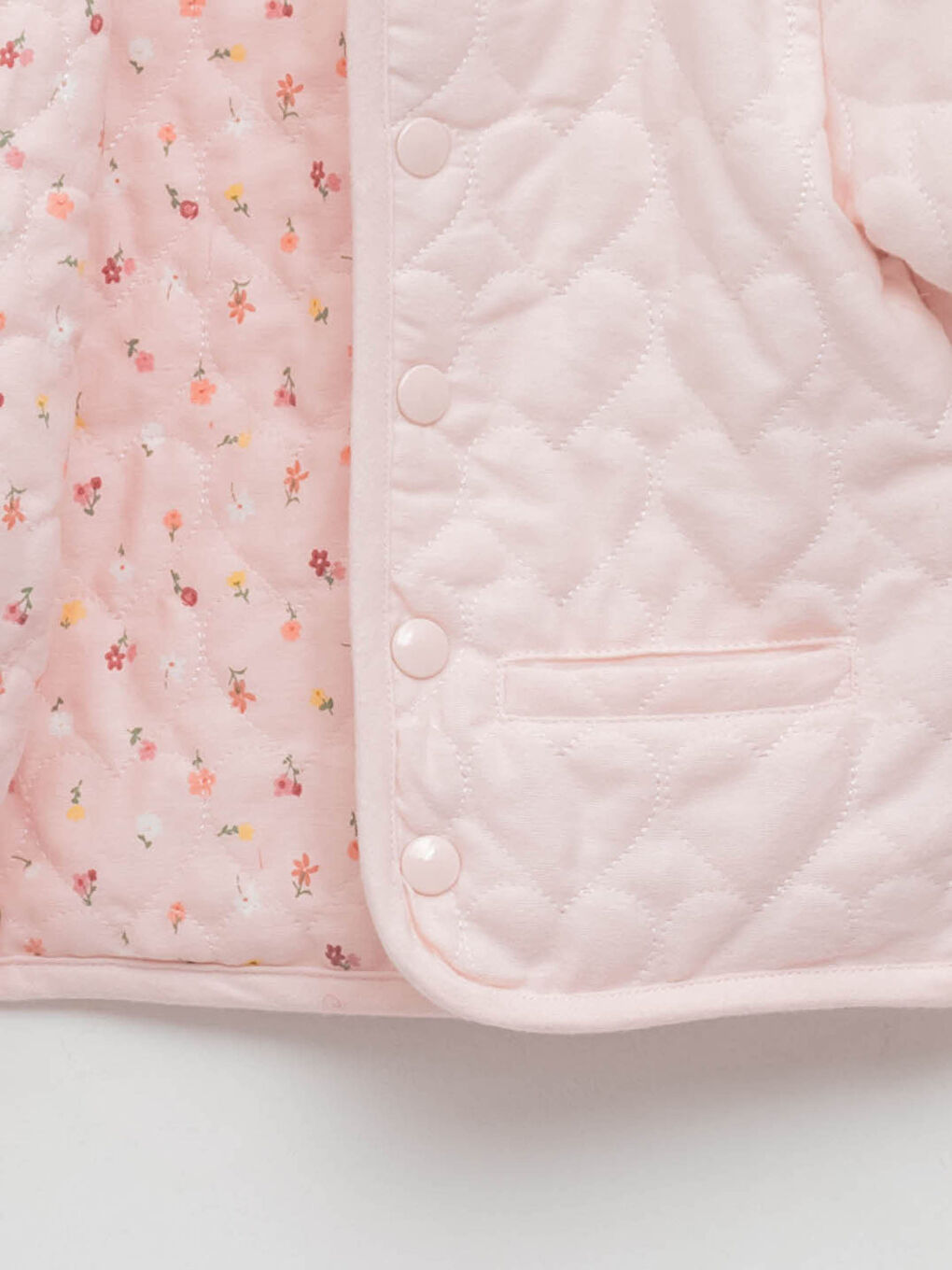 Pembe Bisiklet Yaka Uzun Kollu Kız Bebek Çift Taraflı Ceket-2