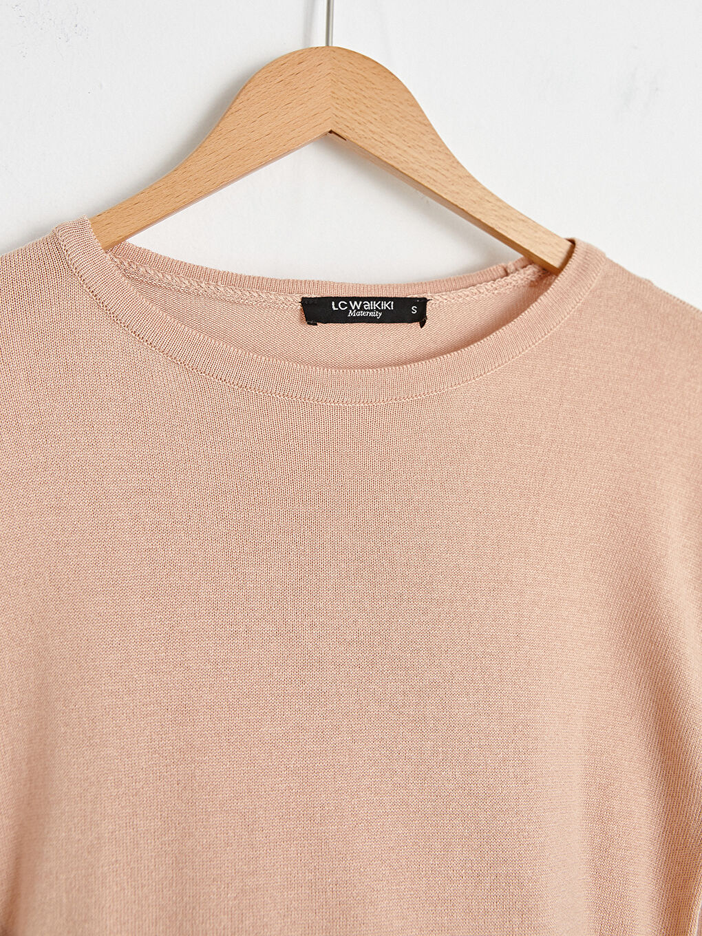 Pembe Bisiklet Yakaa Düz Uzun Kollu Hamile Triko Kazak-2