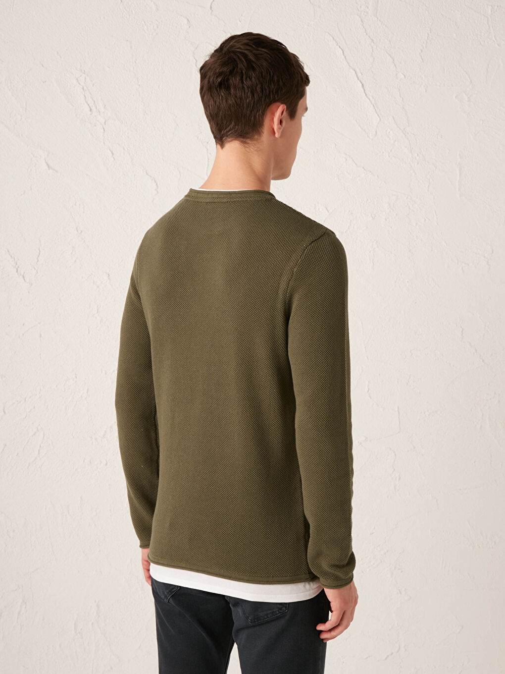 Haki Bisiklet Yaka İnce Triko Kazak-4