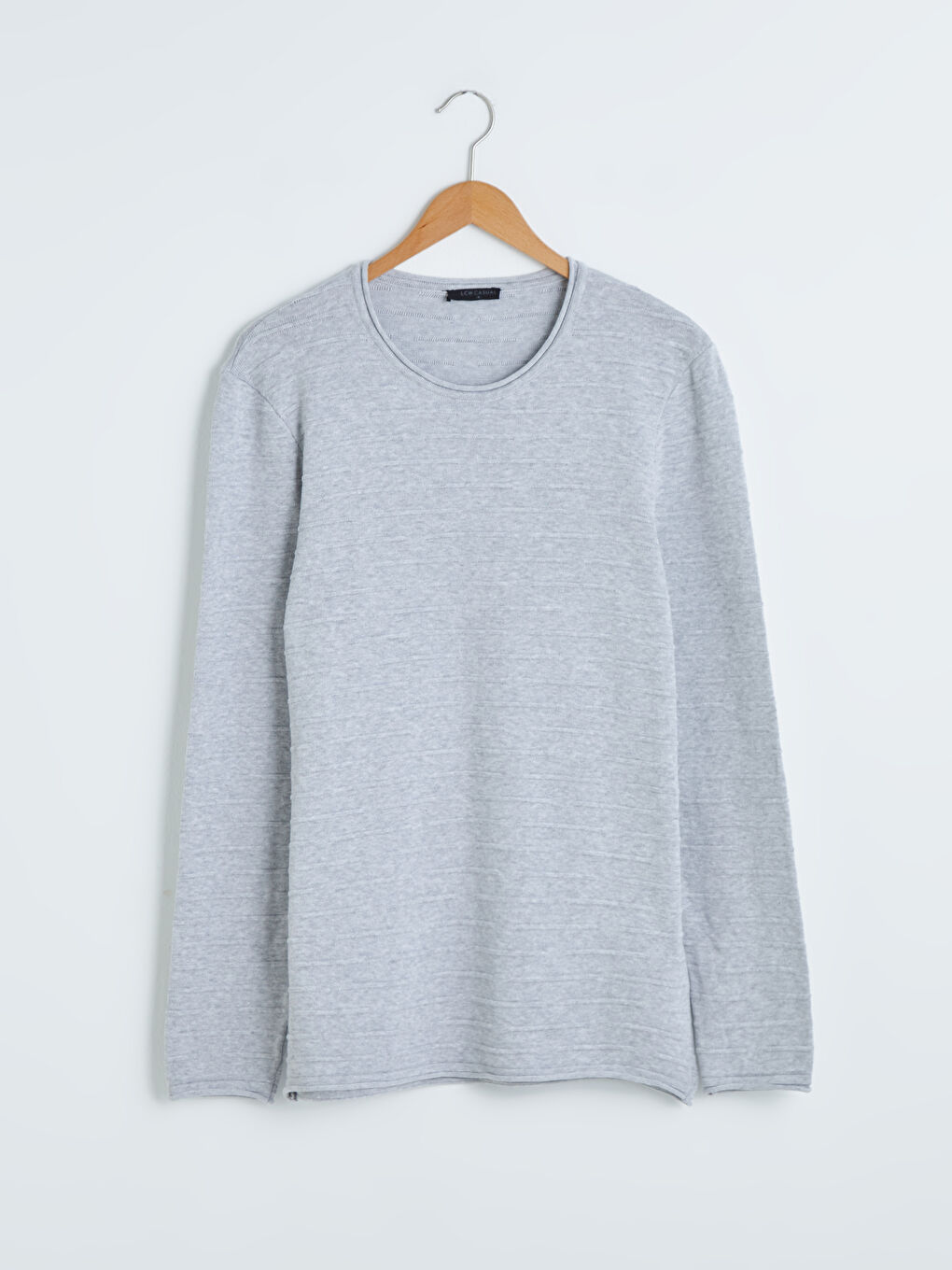 Gri Bisiklet Yaka İnce Triko Kazak-6