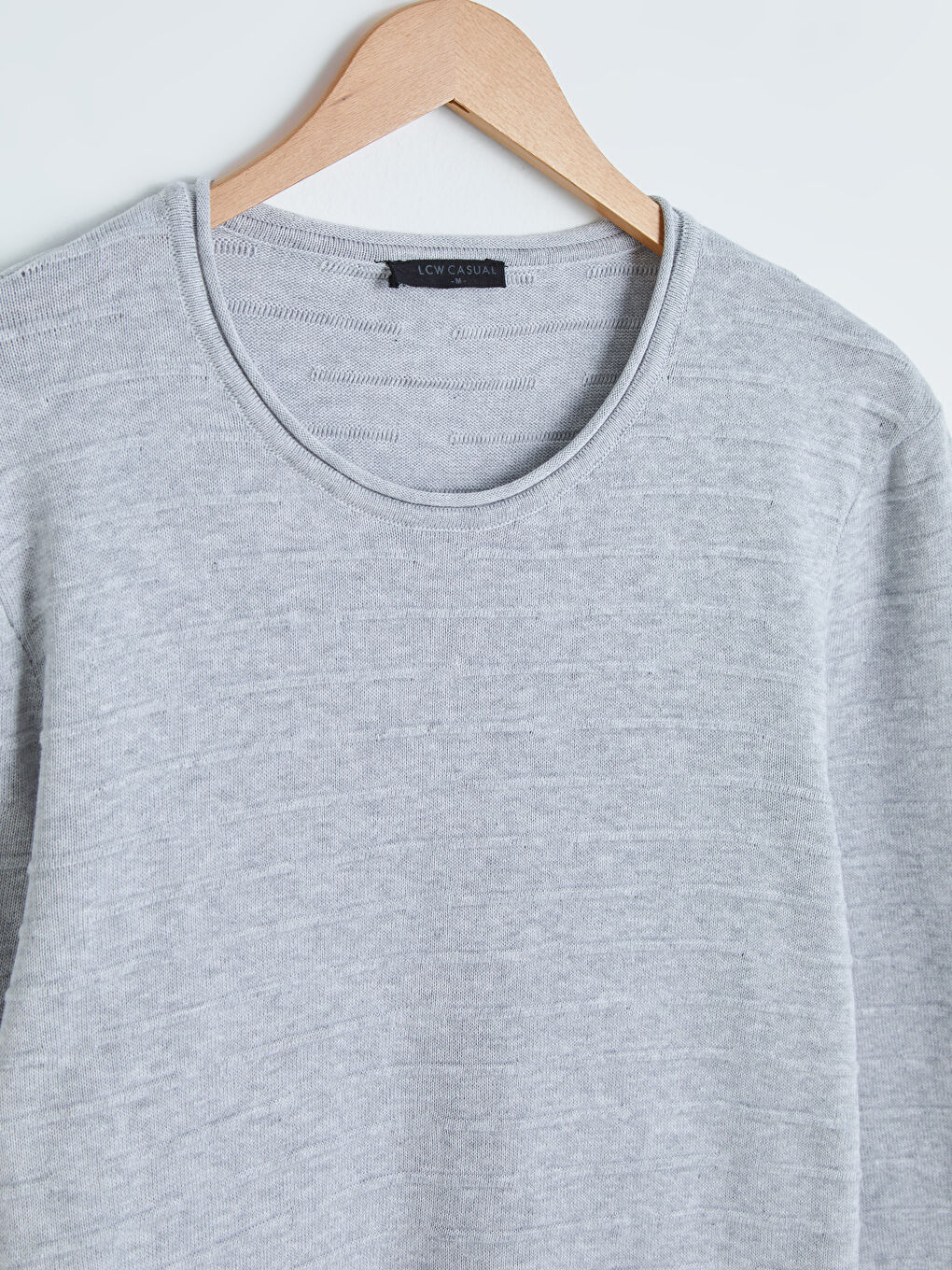 Gri Bisiklet Yaka İnce Triko Kazak-7