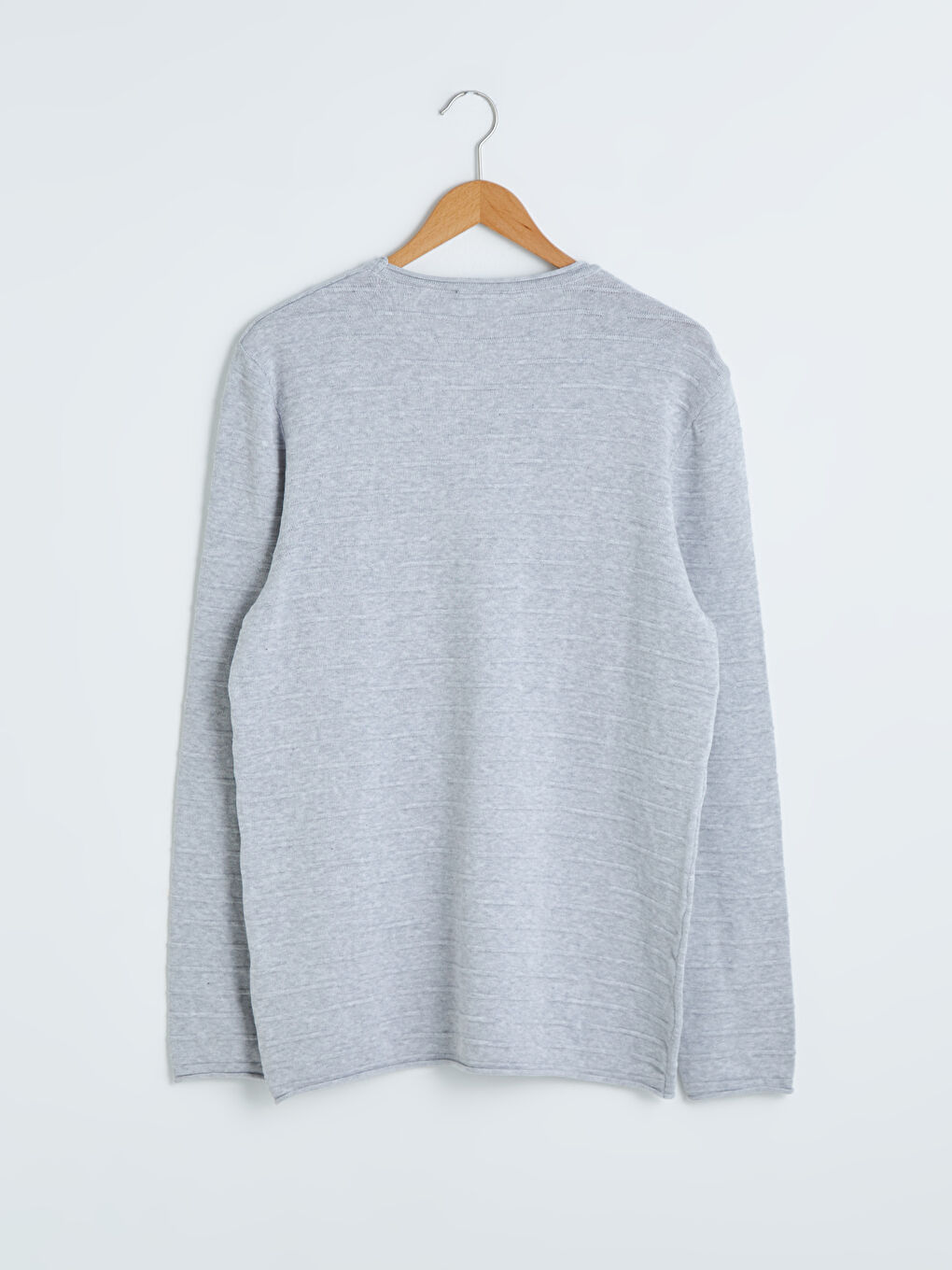 Gri Bisiklet Yaka İnce Triko Kazak-8