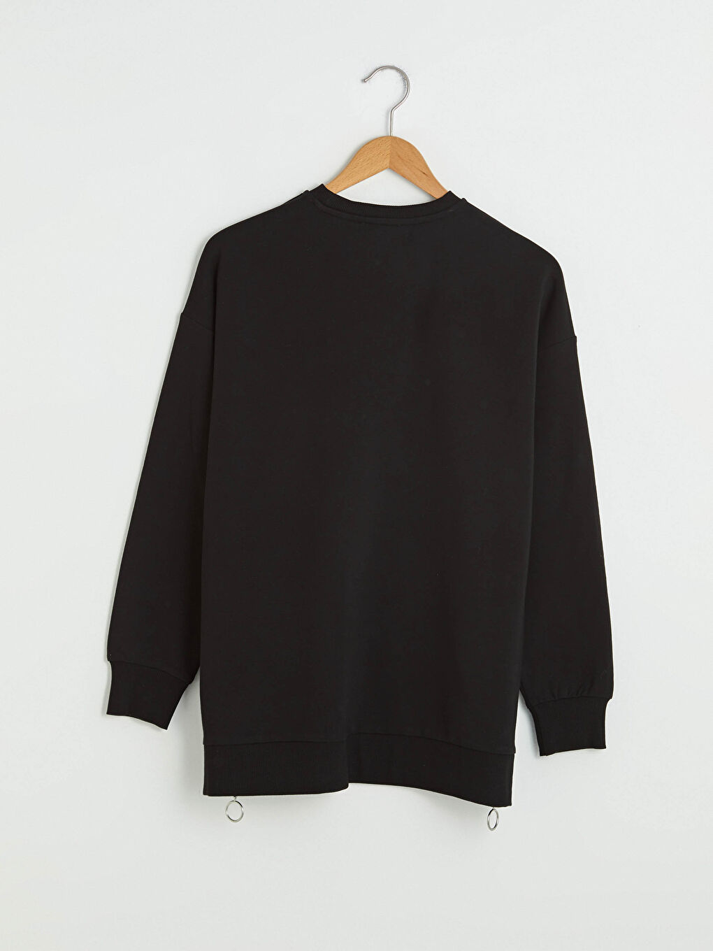 Siyah Bisiklet Yaka Fermuar Detaylı Uzun Kollu Kadın Sweatshirt-7