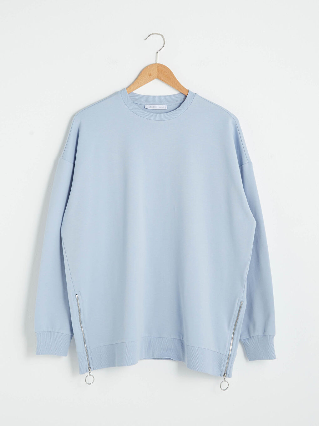 Crew Neck Zipper Detailed Long Sleeve Women's Sweatshirt-5