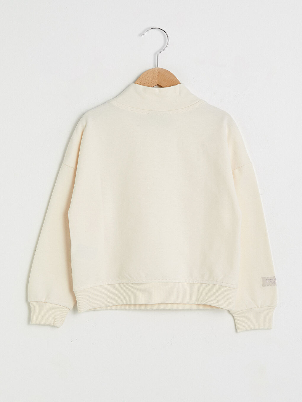 Stand Collar Basic Long Sleeve Girl's Sweatshirt-1