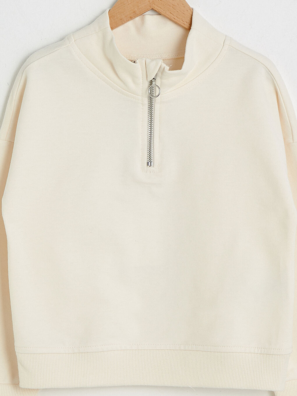 Stand Collar Basic Long Sleeve Girl's Sweatshirt-2