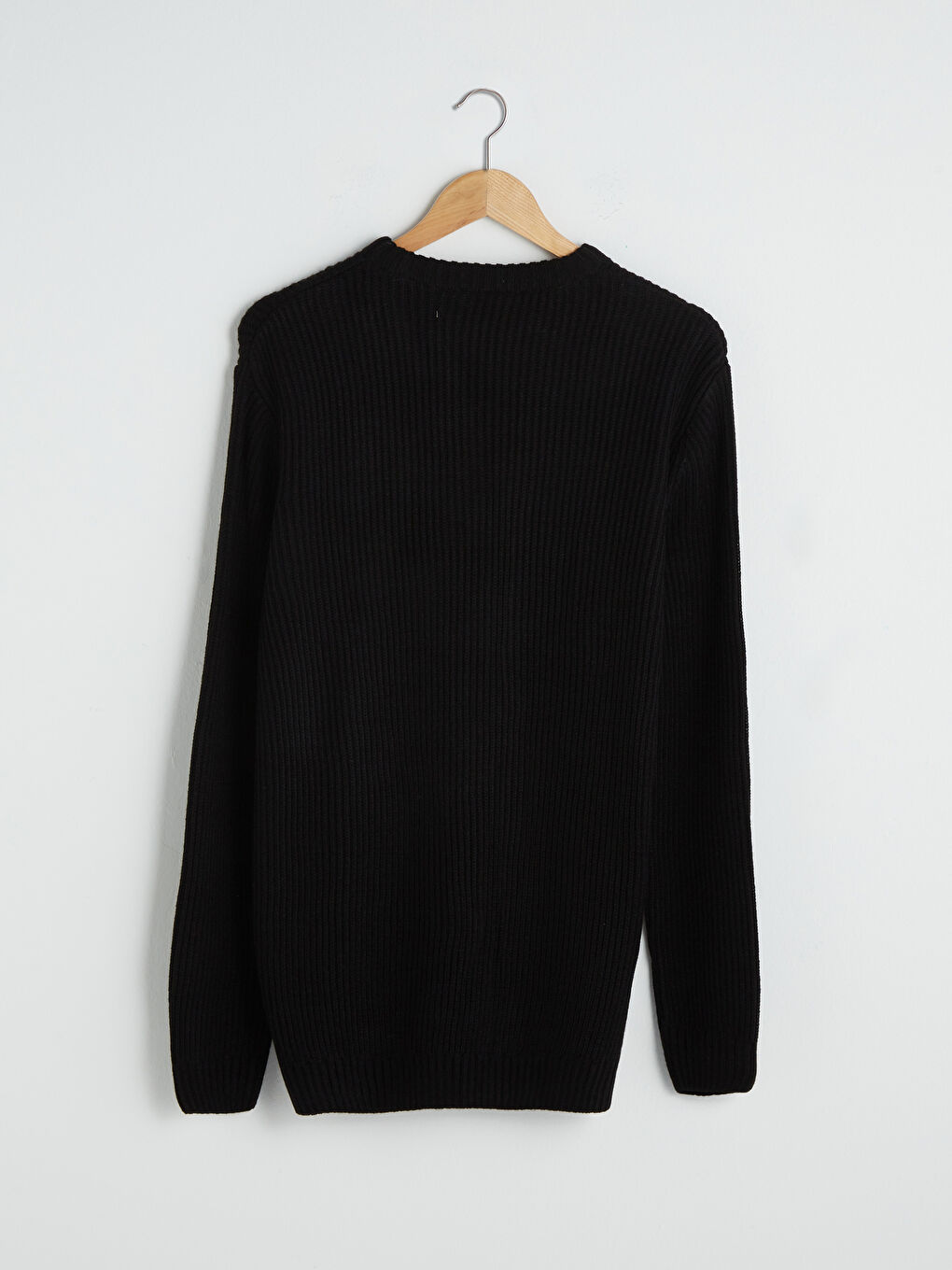 Siyah Bisiklet Yaka Uzun Kollu Desenli Erkek Triko Kazak-7