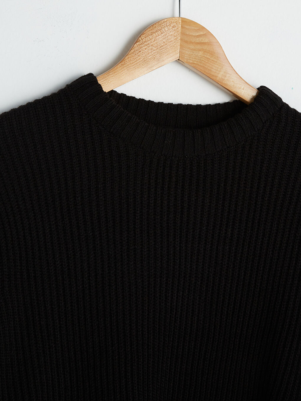 Siyah Bisiklet Yaka Uzun Kollu Desenli Erkek Triko Kazak-8