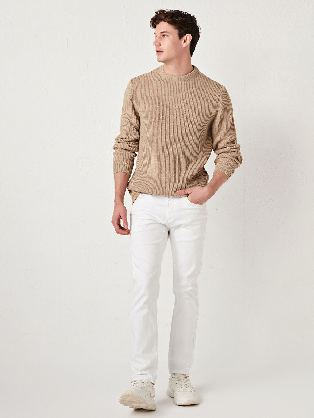 Crew Neck Long Sleeve Patterned Men's Knitwear Sweater-3