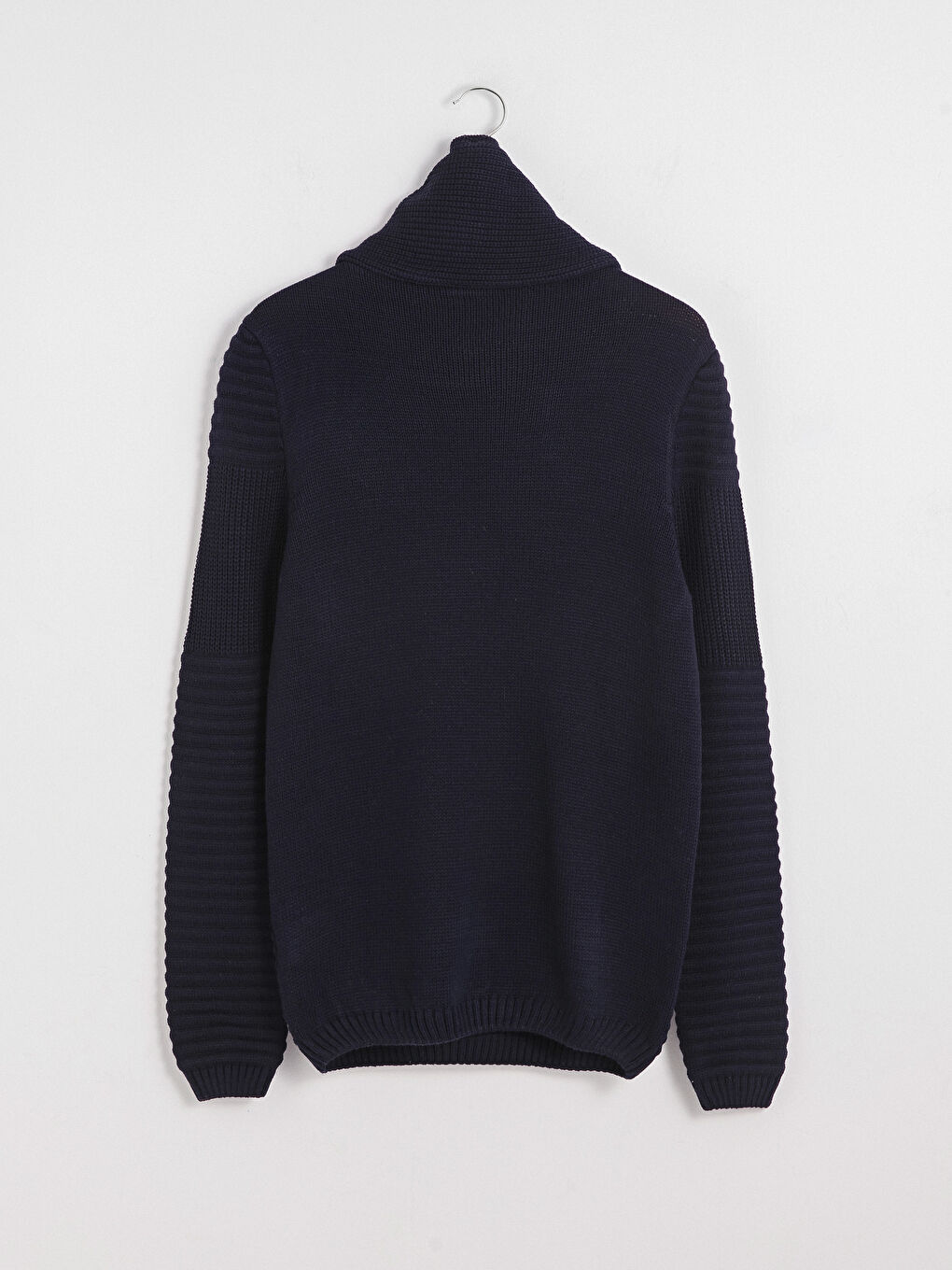 Lacivert Keşiş Yaka Uzun Kollu Erkek Triko Kazak-6