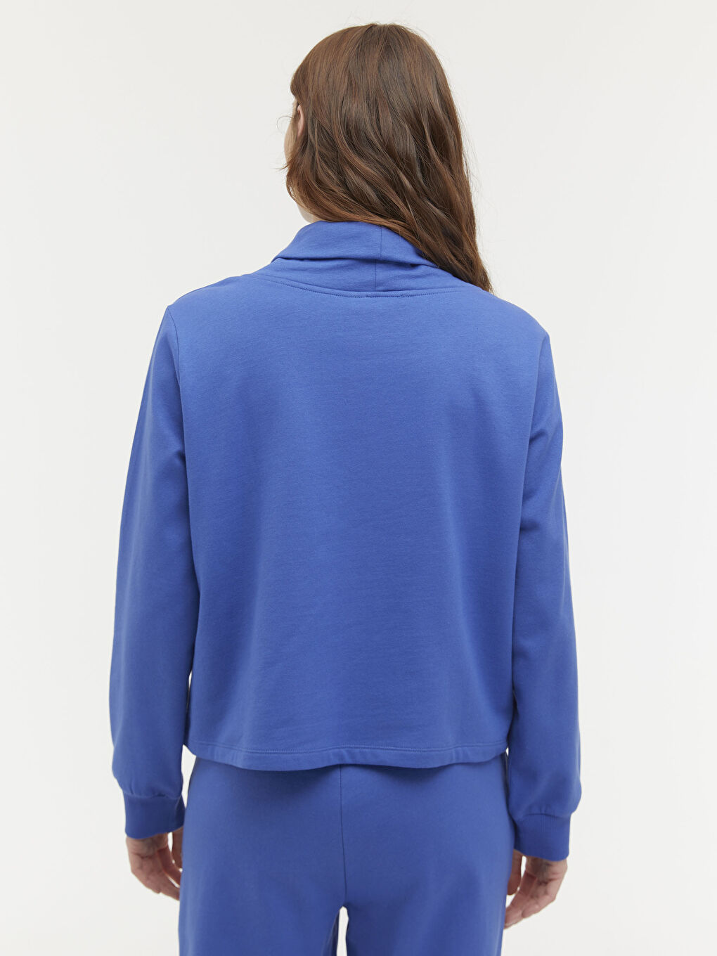 Mavi Balıkçı Yaka Slogan Baskılı Sweatshirt-3