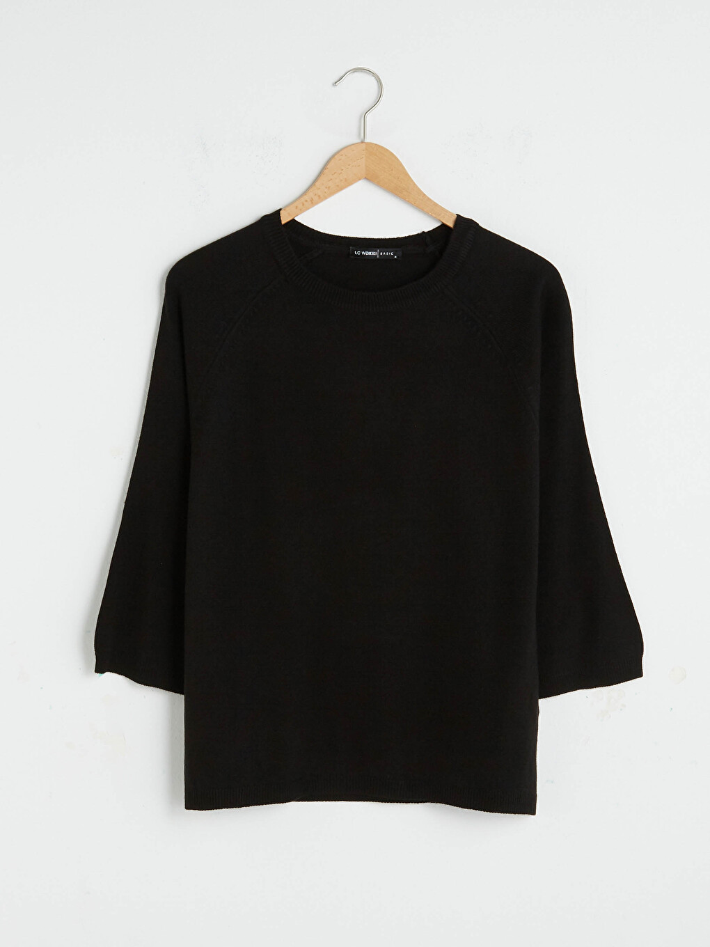 Women's Crew Neck Plain Knit Sweater-4
