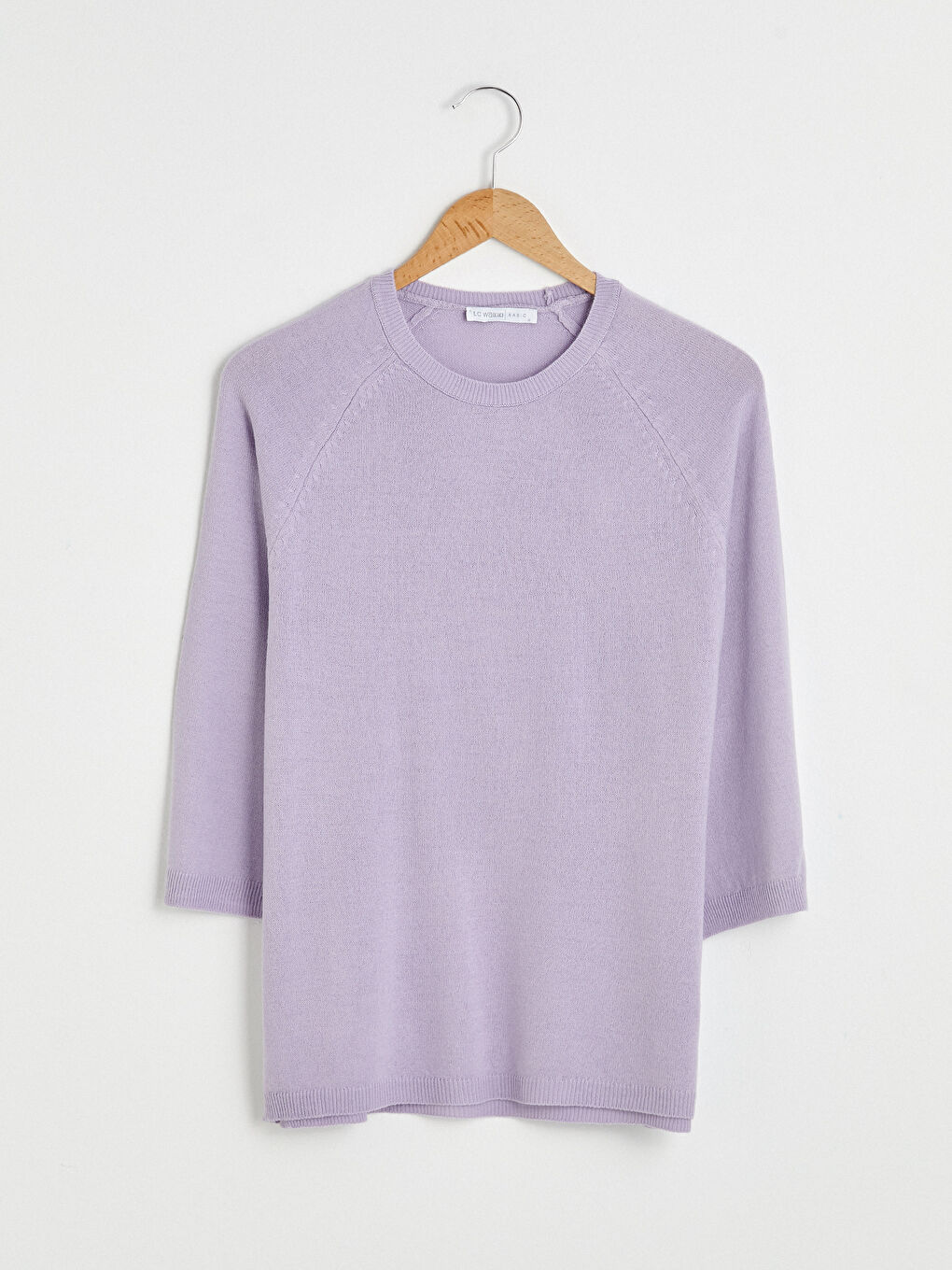 Женский Свитер с Круглым Вырезом Однотонный Трикотажный-5