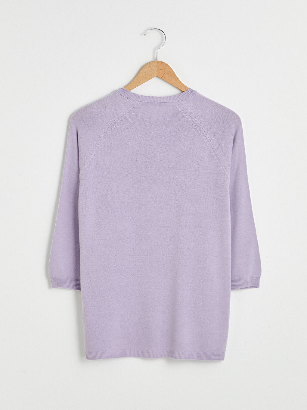 Женский Свитер с Круглым Вырезом Однотонный Трикотажный-6