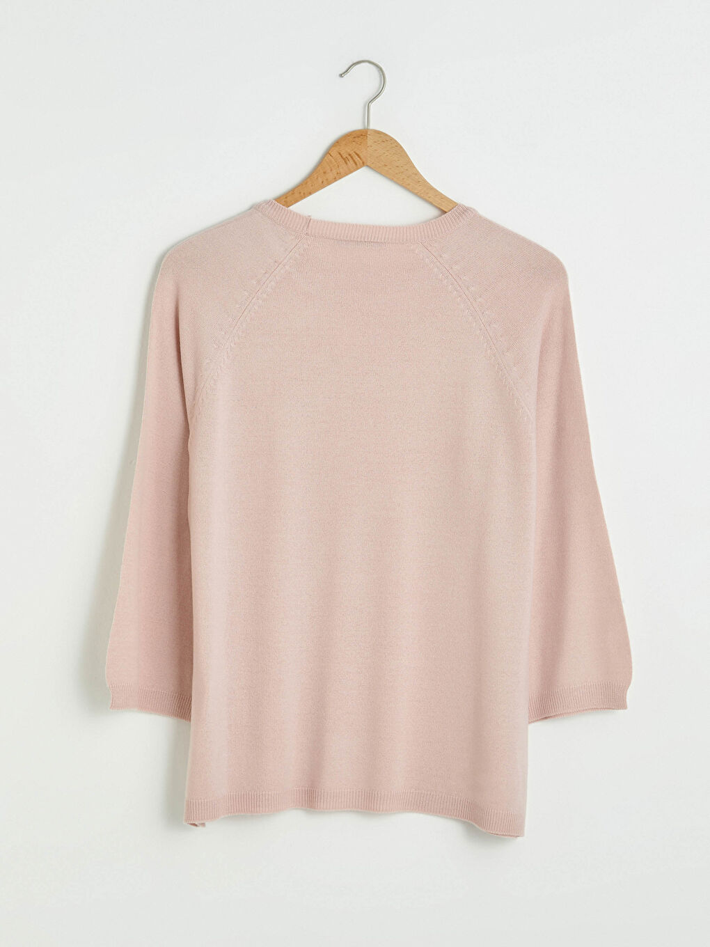 Әйелдерге арналған дөңгелек жағалы өрнексіз трикотаж жемпір-5