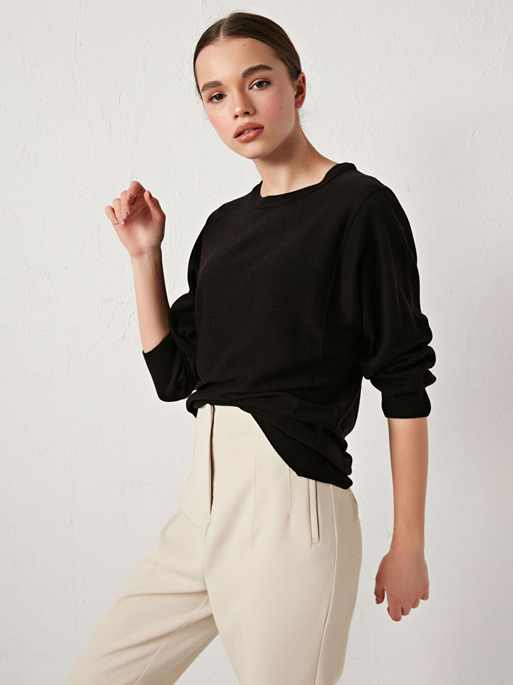 Crew Neck Basic Long Sleeve Women's Knitwear Sweater