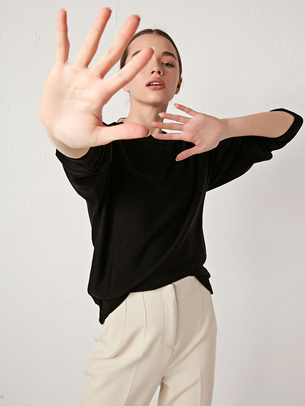 Crew Neck Basic Long Sleeve Women's Knitwear Sweater-2