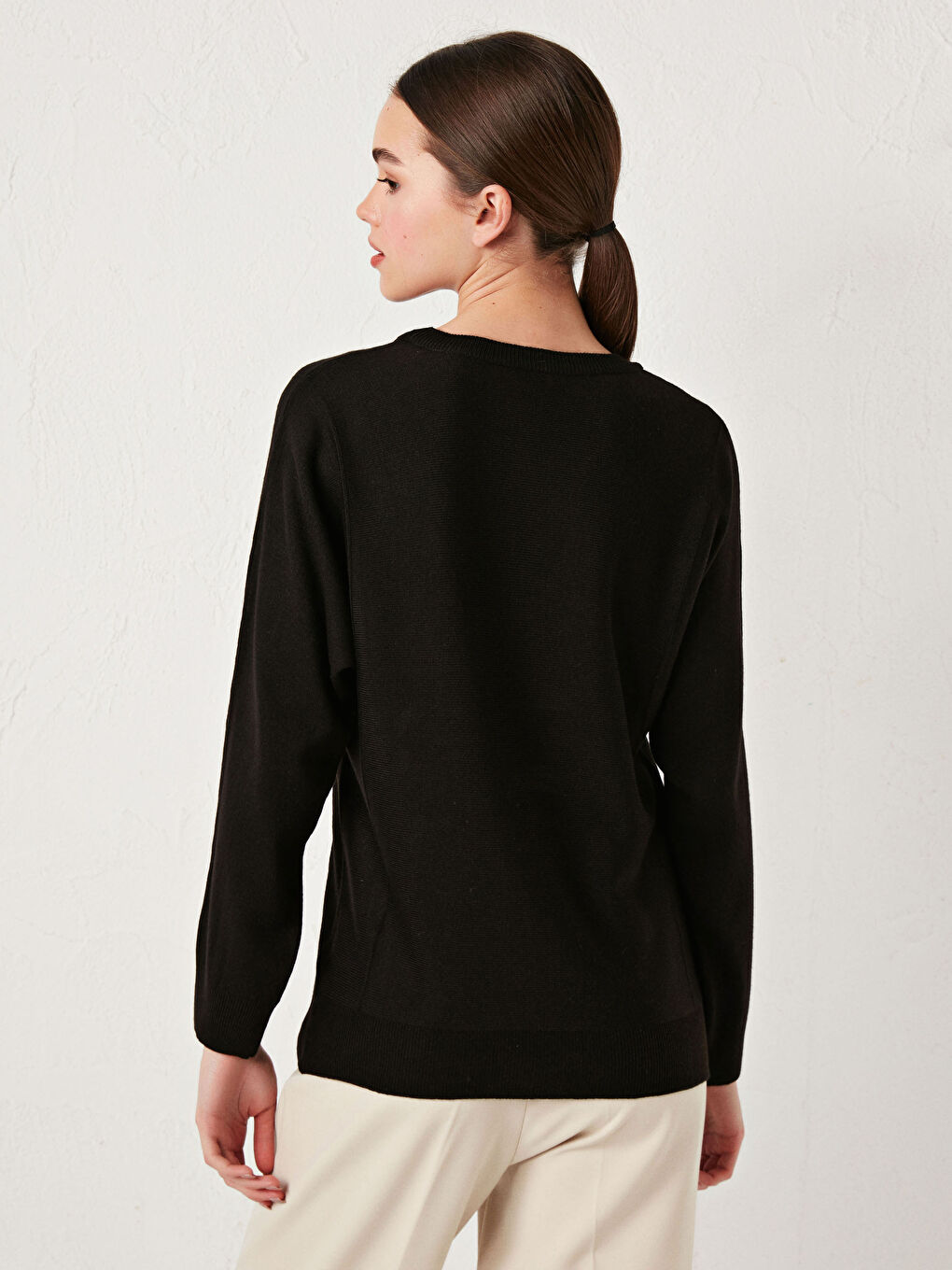 Crew Neck Basic Long Sleeve Women's Knitwear Sweater-4